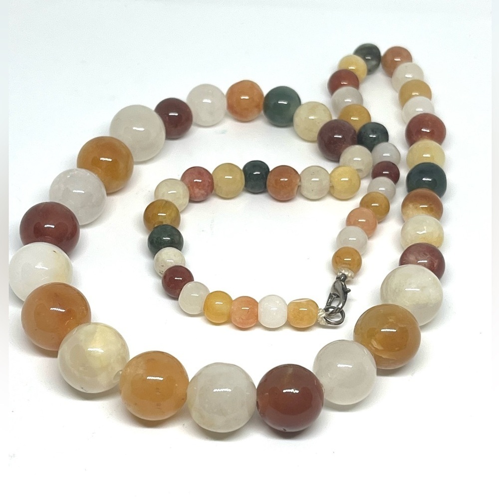 Vintage Earth Tone Agate Beads Necklace